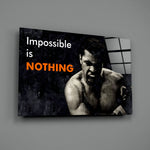 Boxing tribute panel anchoring a man cave wall