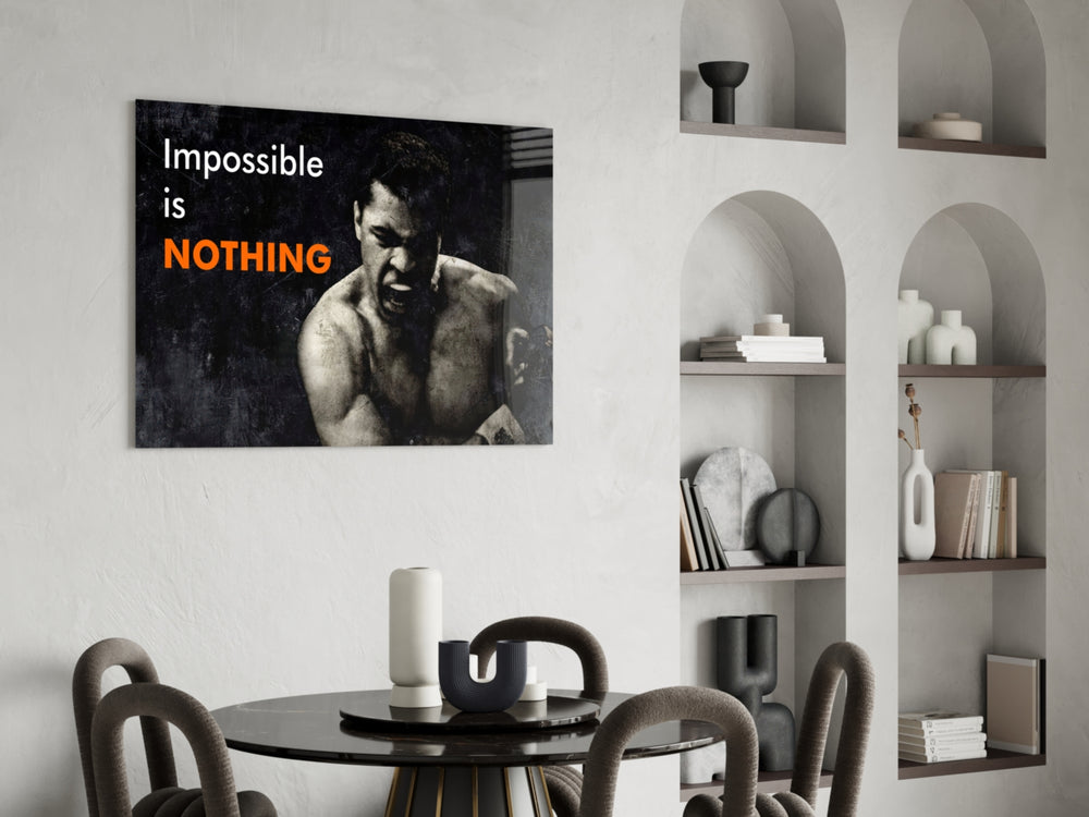 Boxing glass print bringing motivational edge to a creative loft
