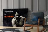 Boxing yatay panel against a moody dark-painted accent wall