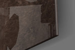 Muhammad Ali Hood glass wall art catching light to reveal its painted sepia
