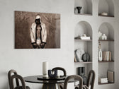 Boxing yatay panel against a moody dark-painted accent wall