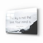 Motivational landscape panel anchoring a creative loft wall