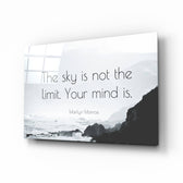 Motivational landscape panel anchoring a creative loft wall