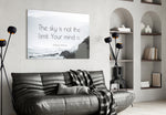Motivational glass print bringing seascape edge to a designer office
