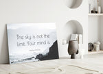 Words of Marilyn Monroe artwork styled in a coastal bedroom interior