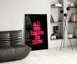 Neon glass print bringing motivational edge to a high-end bar