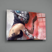 Cyberpunk tribute panel anchoring a man cave wall