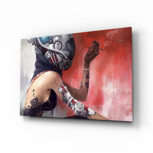 Transmutation glass wall art in a modern creative loft