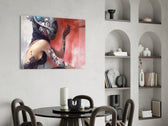 Cyberpunk glass print bringing sci-fi edge to a teen's bedroom