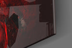 Nipsey Hussle Scarlet glass wall art catching light to reveal its painted grunge
