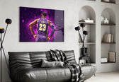 LeBron James artwork styled in a teen's bedroom interior