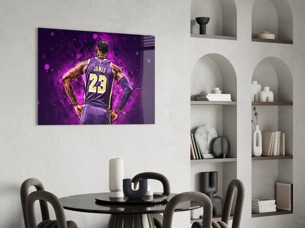 NBA glass print bringing Lakers edge to a home gym