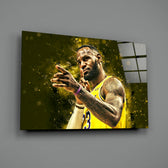 Lakers tribute panel anchoring a sports bar wall
