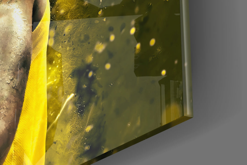 Cinematic artwork in a Lakers-leaning home interior