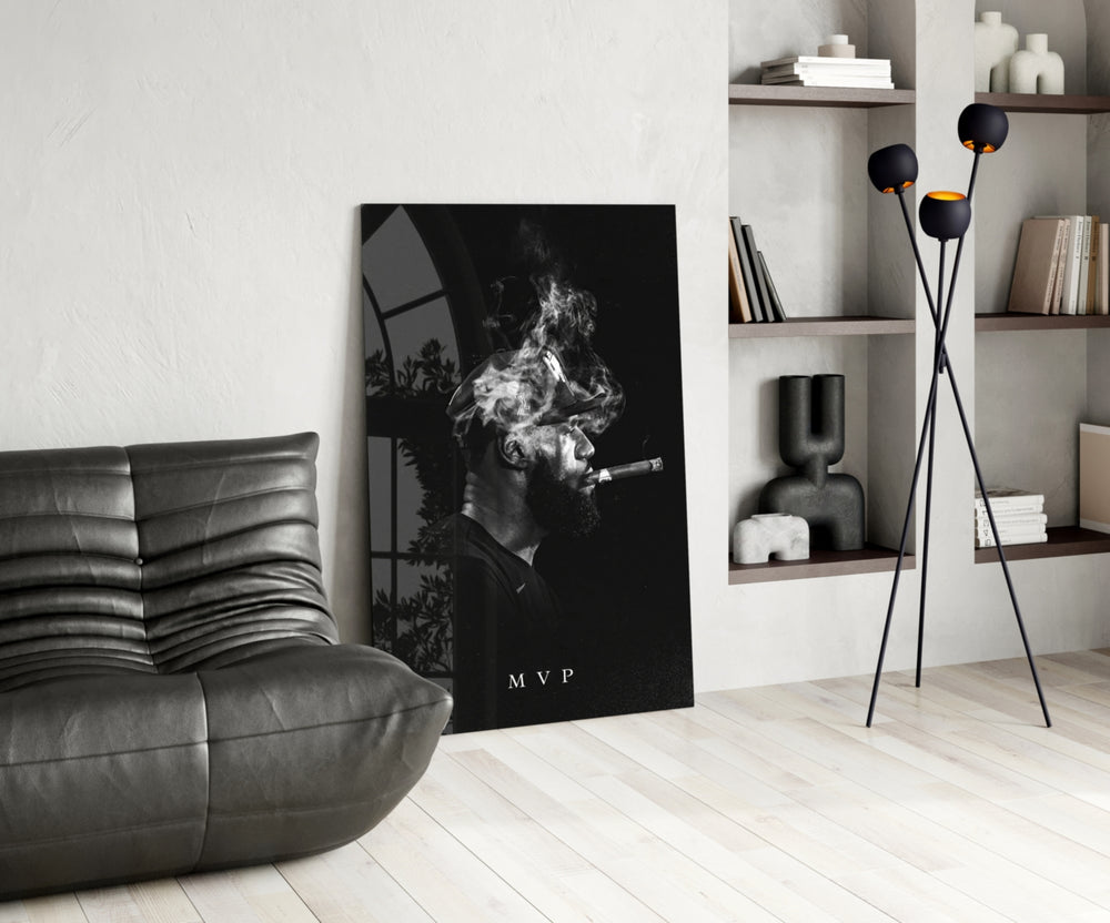 NBA glass print bringing championship edge to a home gym