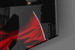 LeBron James King glass wall art catching light to reveal its painted focus