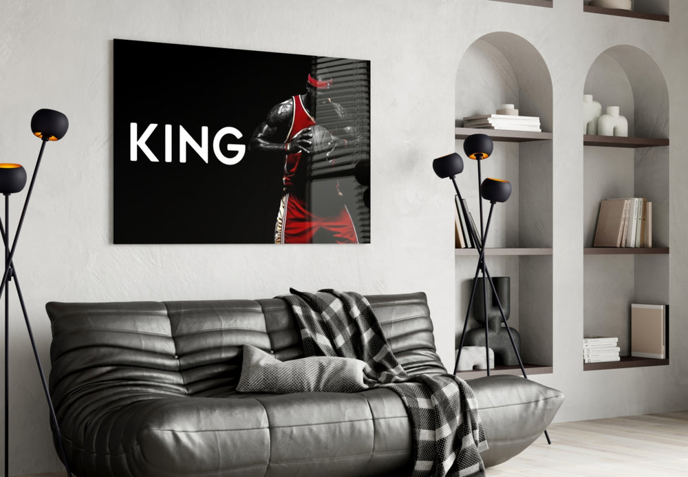 NBA glass print bringing typography edge to a home gym