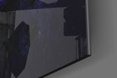 LeBron James Violet Vigil glass wall art catching light to reveal its painted grunge
