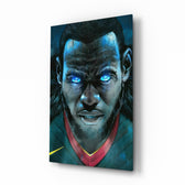 LeBron James Comic Eyes glass wall art in a modern man cave