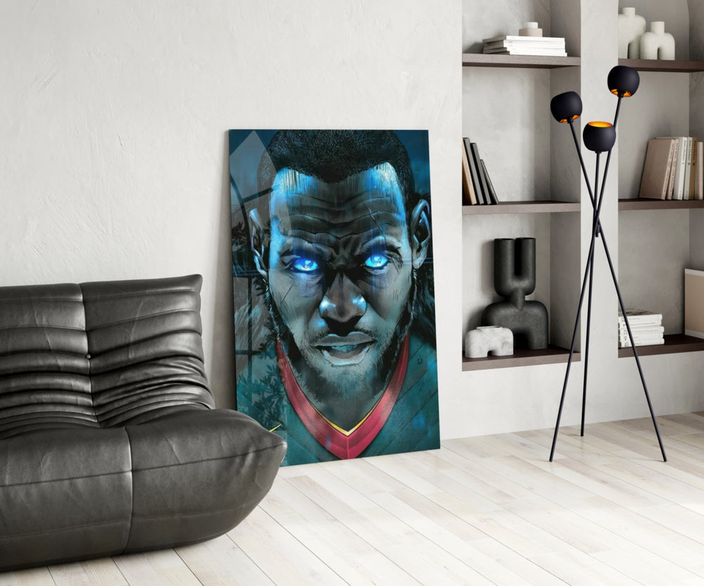 NBA glass print bringing comic edge to a home gym