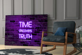 Neon yatay panel against a moody dark-painted accent wall