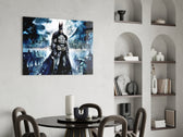 DC yatay panel against a moody dark-painted accent wall