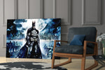 Cinematic artwork in a moody bedroom interior