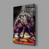 NBA tribute panel anchoring a man cave wall