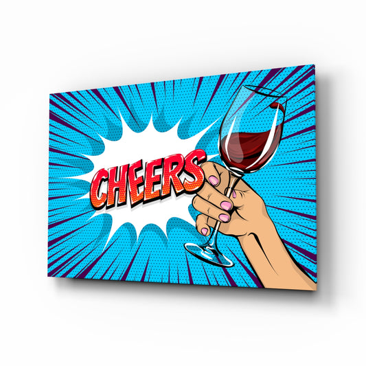Cheers glass wall art in a modern high-end bar