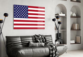 Flag of the United States artwork styled in a study interior