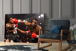 Boxing yatay panel against a moody dark-painted accent wall