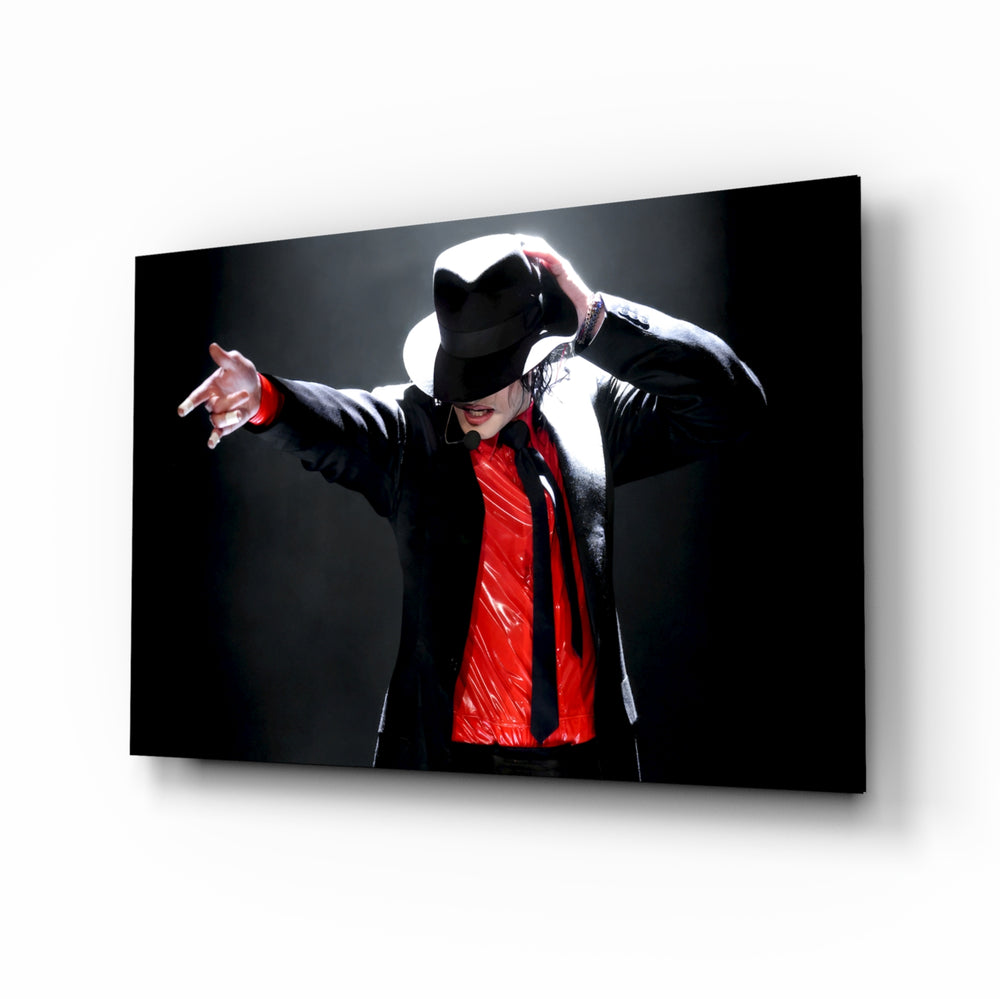 Michael Jackson glass wall art in a modern music studio