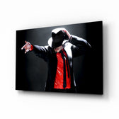 Michael Jackson glass wall art in a modern music studio