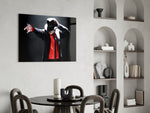 Pop glass print bringing concert edge to a karaoke lounge