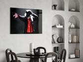 Pop glass print bringing concert edge to a karaoke lounge