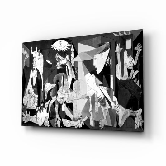 Guernica glass wall art in a modern study