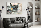 Marble Flower artwork styled in a master bedroom interior