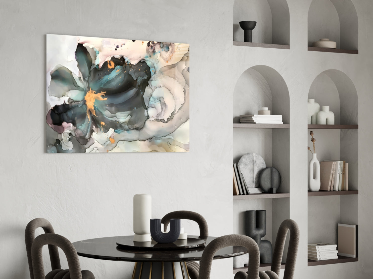 Marble Flower Glass Wall Art.