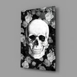Gothic panel anchoring a moody bedroom wall
