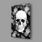 Gothic panel anchoring a moody bedroom wall