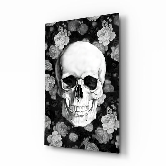 Skull glass wall art in a modern creative loft