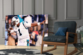 NFL yatay panel against a moody dark-painted accent wall