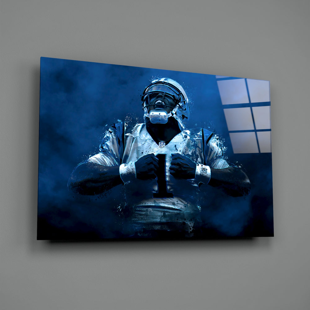 NFL splatter panel anchoring a man cave wall