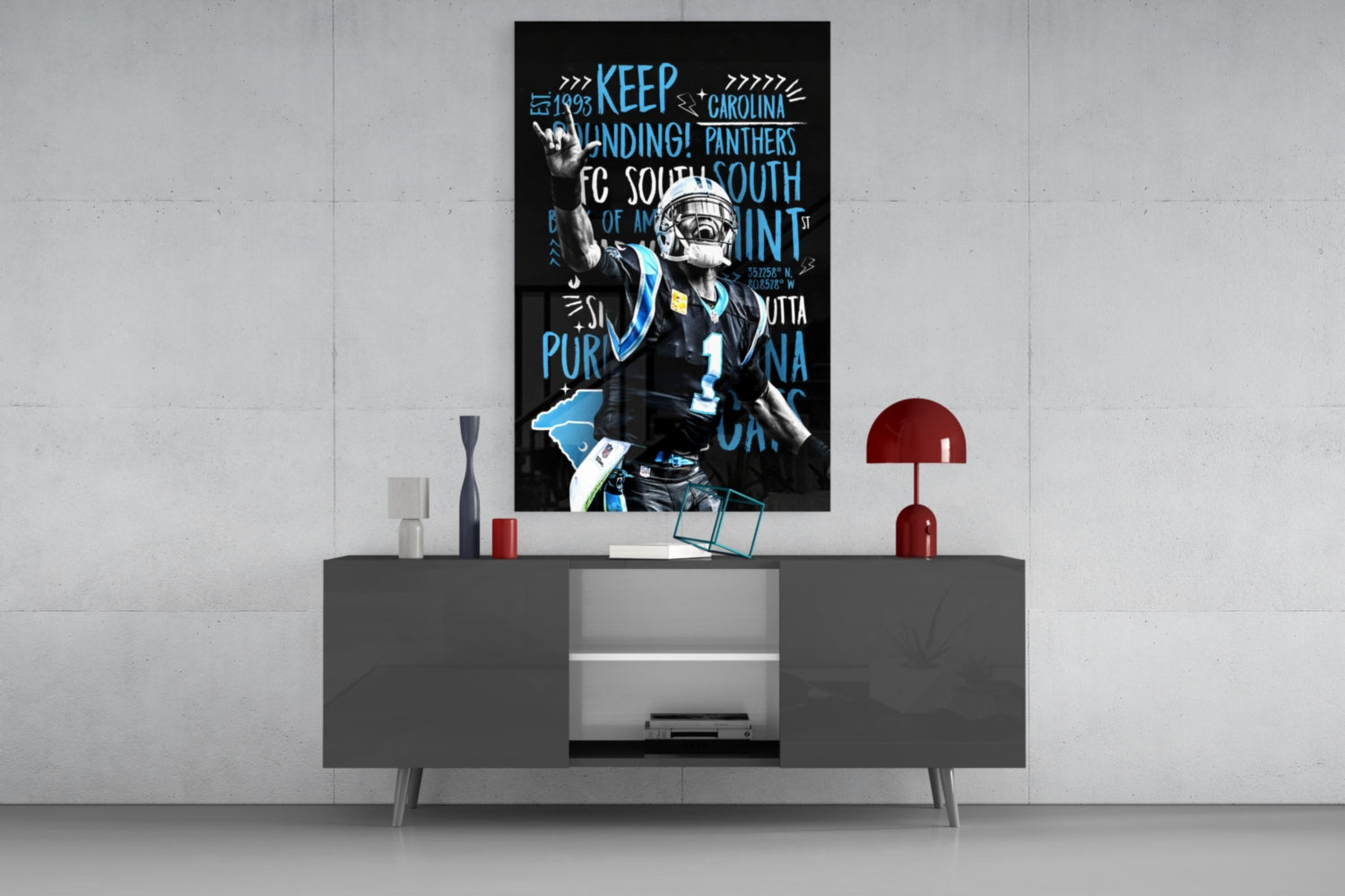 Luke Kuechly Glass Wall Art.