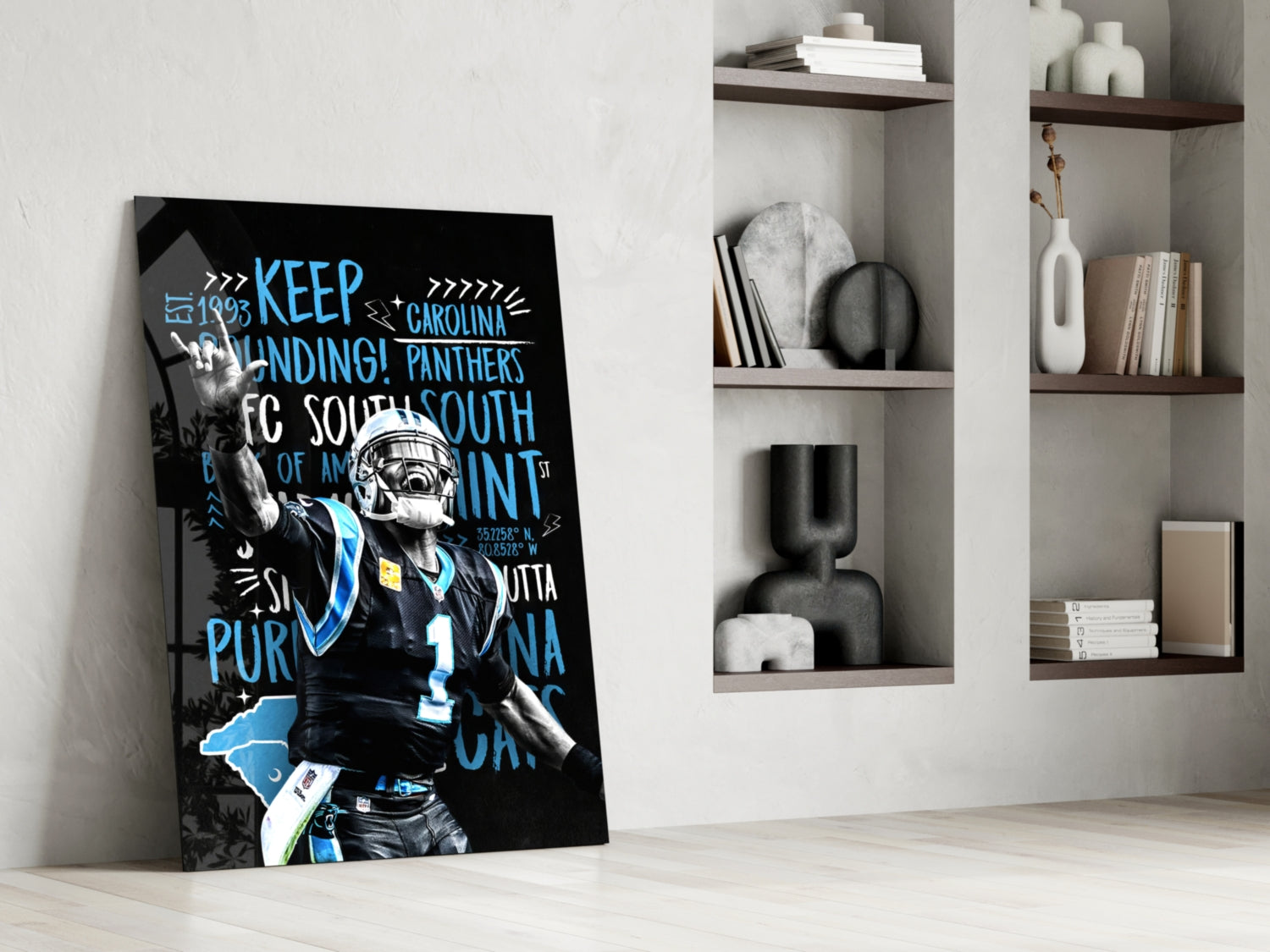 Luke Kuechly Glass Wall Art.