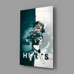 NFL split-portrait panel anchoring a man cave wall
