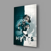 NFL split-portrait panel anchoring a man cave wall