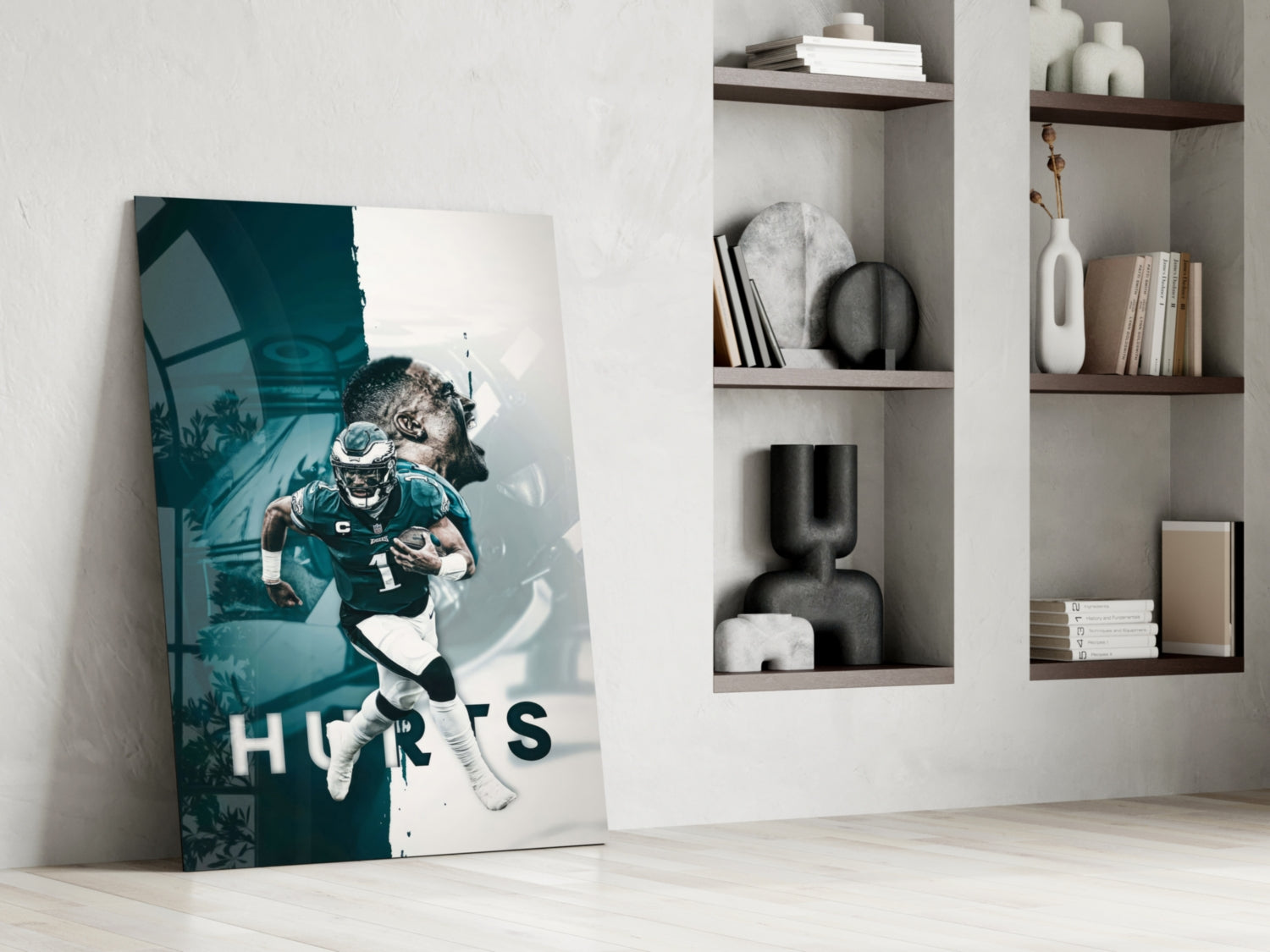 Jalen Hurts Glass Wall Art.