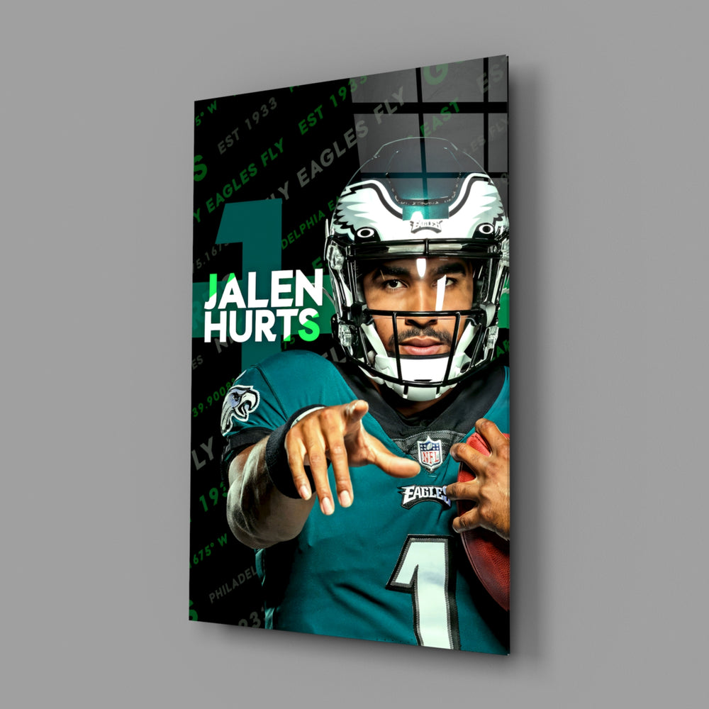 NFL portrait panel anchoring a man cave wall