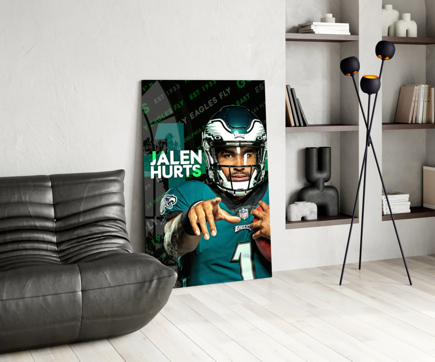 Jalen Hurts Glass Wall Art.
